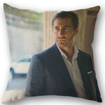 taies d'oreiller coton lin motif jake gyllenhaal moderne bleu marine imprimé décoration maison washable