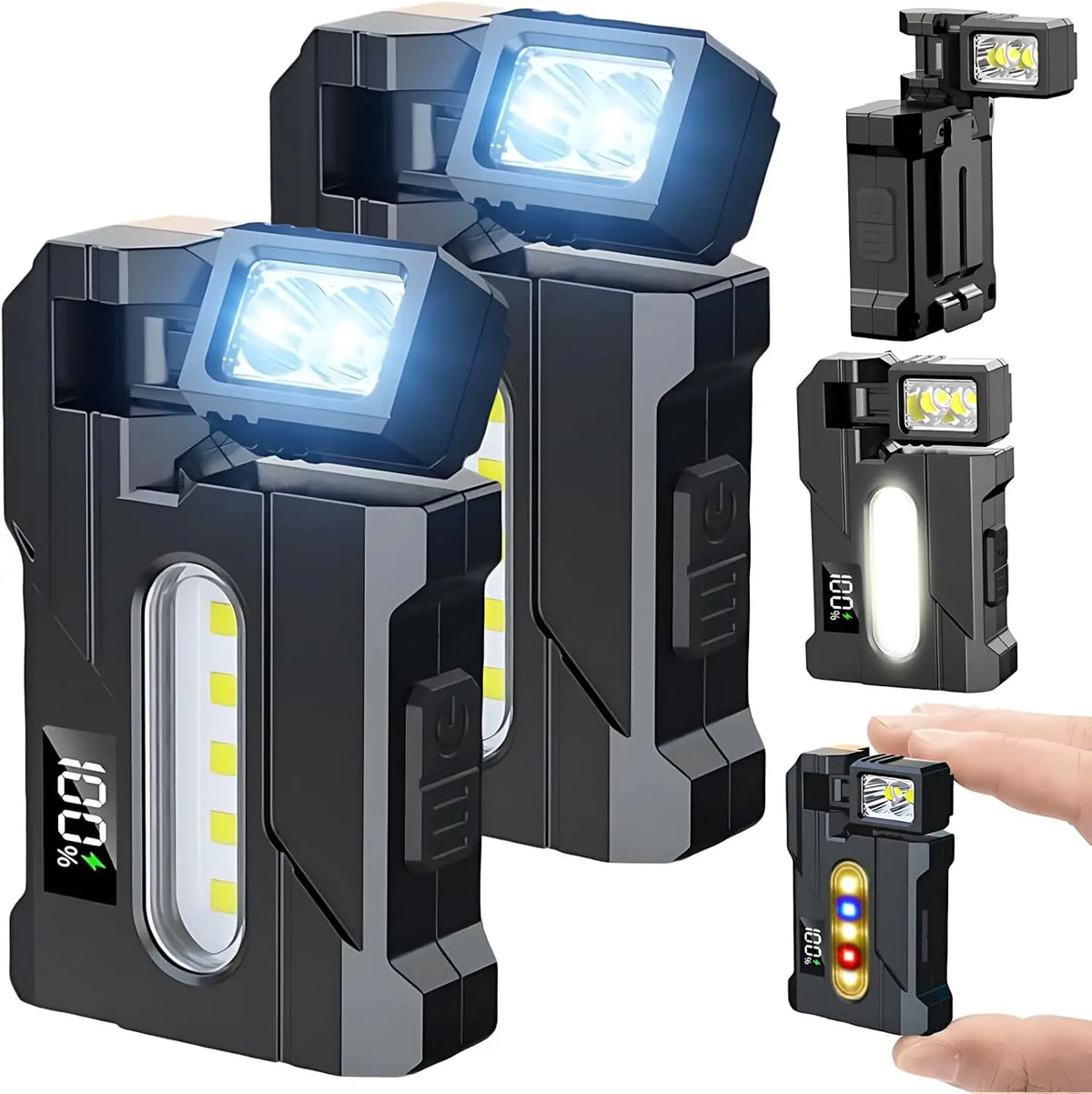 lampe torche rechargeable aimantée portative affichage charge type moderne noire
