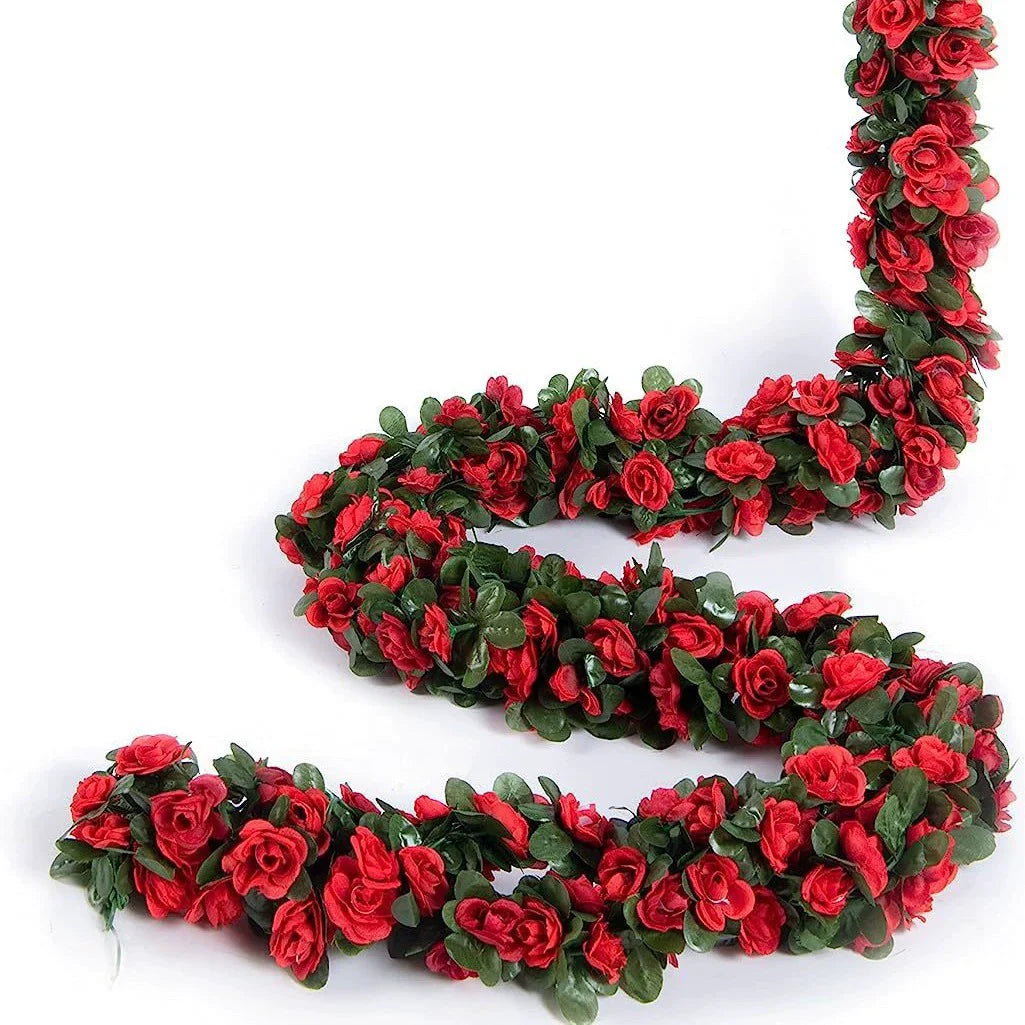 guirlande florale artificielle rose feuilles vertes décoration extérieure mariage anniversaire maison jardin