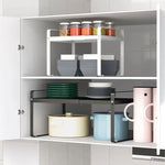étagère cuisine rétractable modulaire noire métal tiroirs moderne fixée assemblage facile rangement efficace