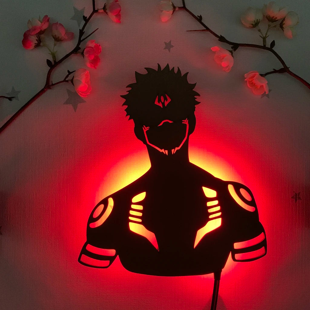 applique murale led silhouette anime noir décoration chambre veilleuse lumineuse personnage japonais