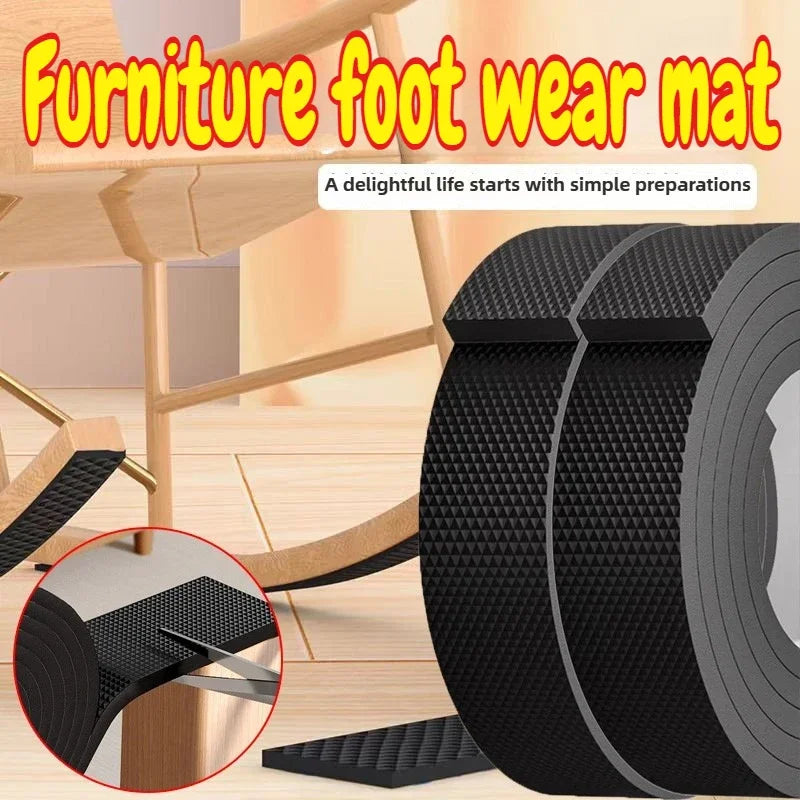 protecteurs pieds meubles adhésifs anti dérapants caoutchouc noirs pratiques chaises canapés