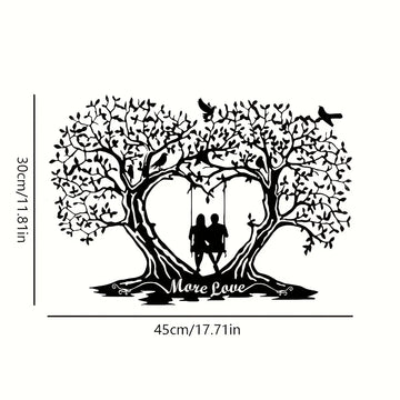 décoration murale arbre amour oiseaux couple balançoire noire artisanale moderne