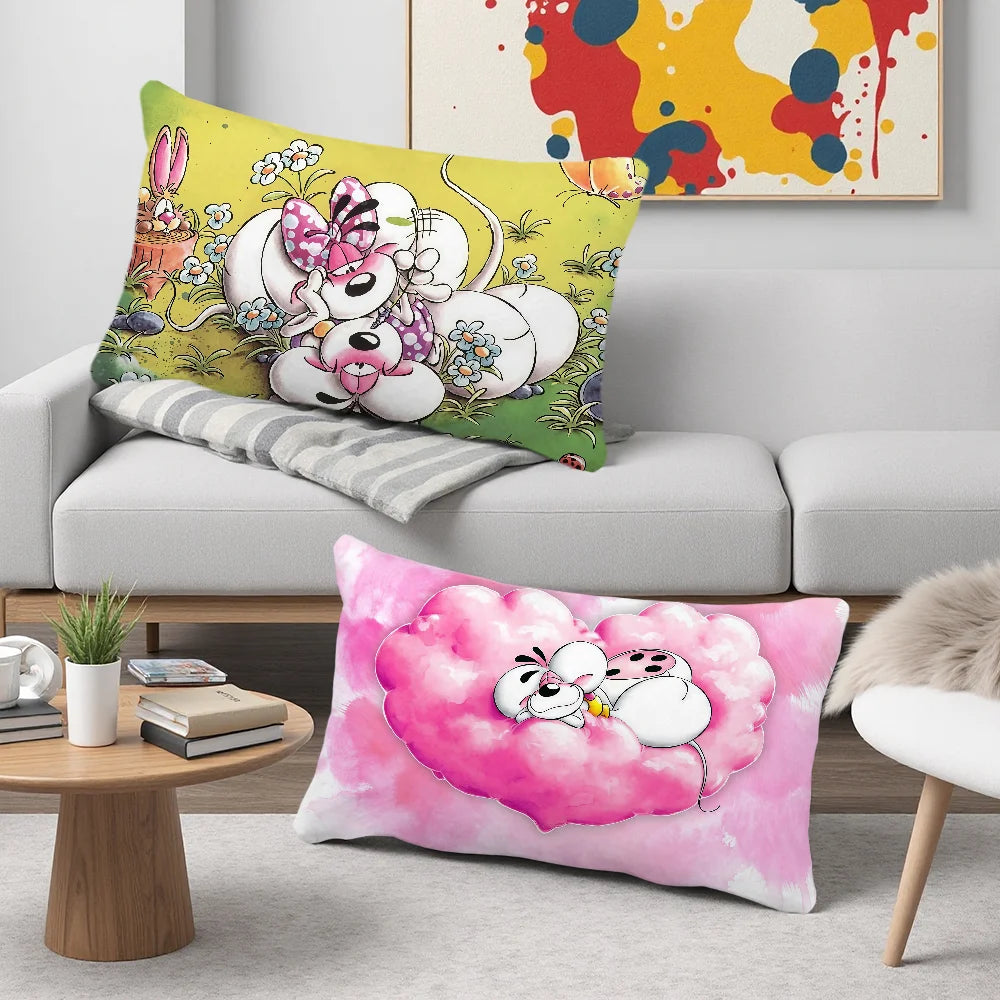 housse coussin imprimée polyester nuages animaux mignons rose blanc 30x50cm 40x60cm 48x74cm 50x70cm double