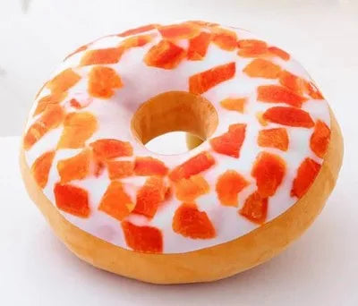 coussin donut forme ronde peluche animée couleurs variées glaçage sucre coloré décoration intérieure sofa