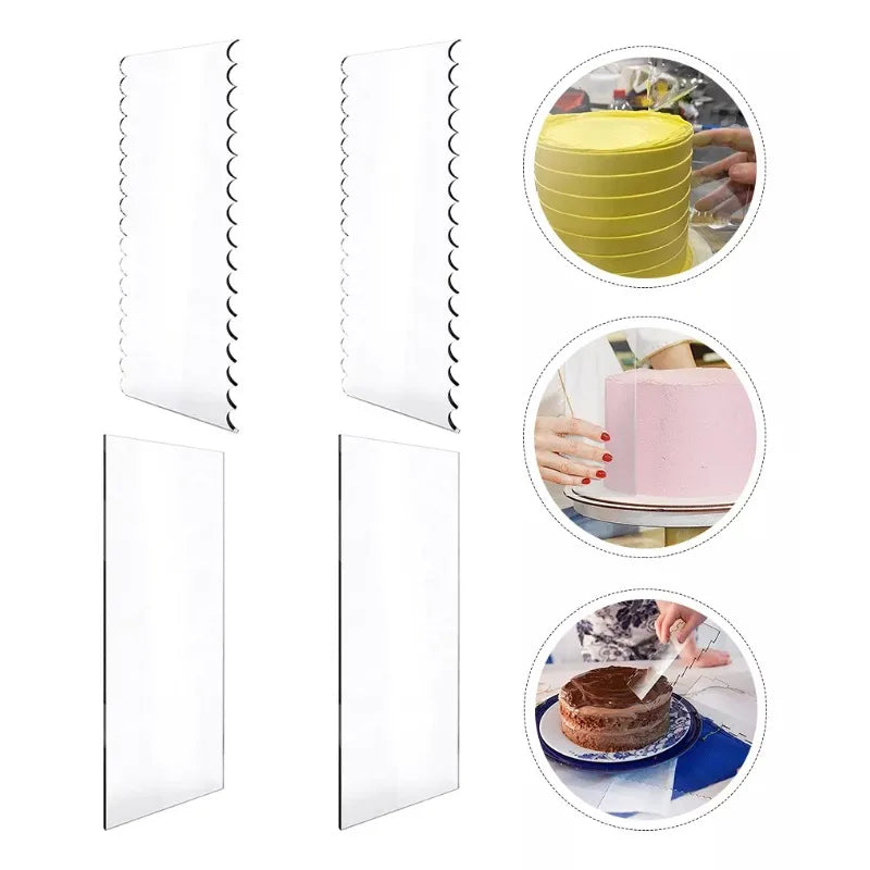 spatules gâteau transparentes décoration bord glaçage peigne lisse outils cuisine blanc classique