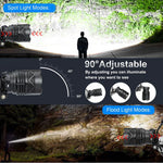 lampe frontale led rechargeable 80w texteure noire moderne ceinture charge usb