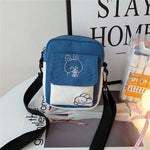 sac bandoulière patchwork imprimé animaux mignons noir bleu rose vert moderne polyvalent broderie toile