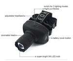 lampe frontale led super lumineuse noire ruban rayures ajustable camping
