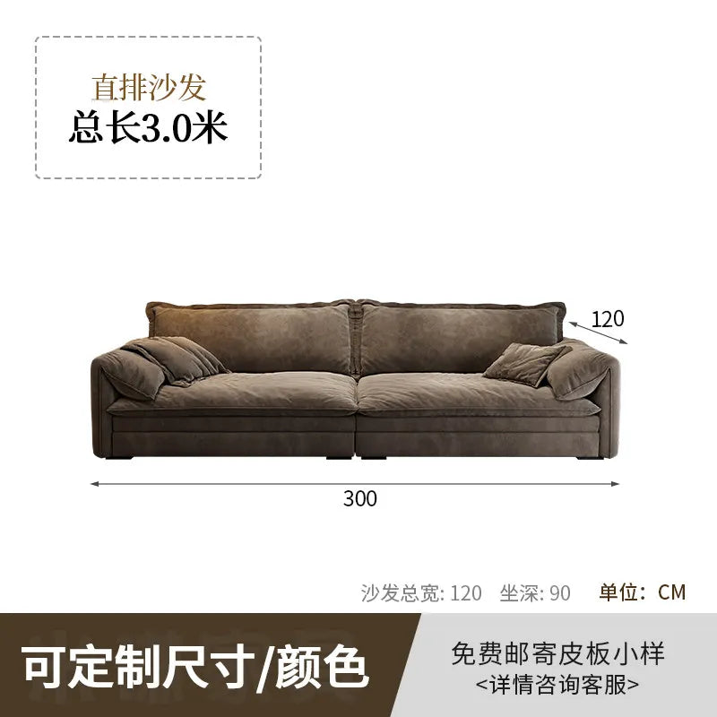canapé d'angle marron clair velours mat moderne bois largeur 180cm longueur 360cm