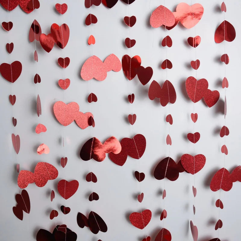 guirlande coeurs rouge glitter anniversaire decoration romantique festive maison erotique