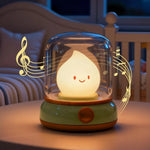 lampe table veilleuse led vert clair souriant notes musicales transparent contemporain enfantin rechargeable usb