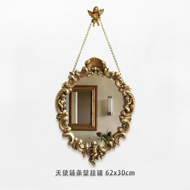 miroir baroque doré ornements sculptés anges chaines decoration maison accessories français