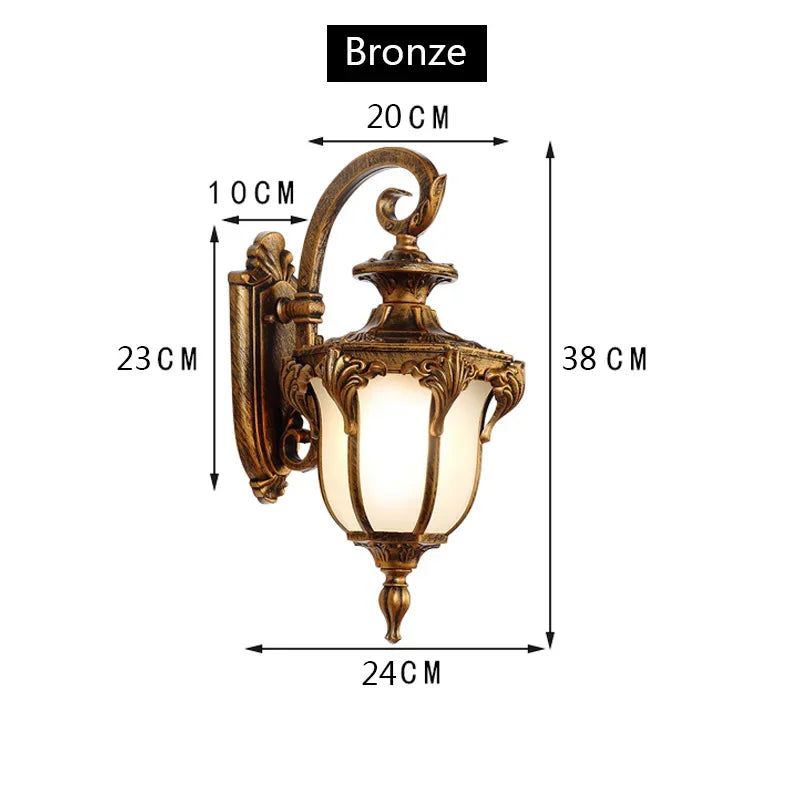lampe murale vintage bronze noir verre mat ornements sculptés éclairage quotidien fixée mur aluminium