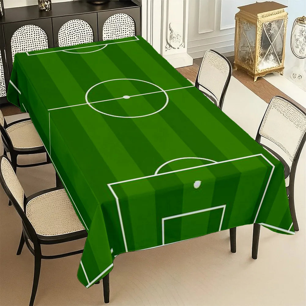 nappe table rectangulaire rayée vert foncé moderne terrain football clips grande dimension cuisine maison