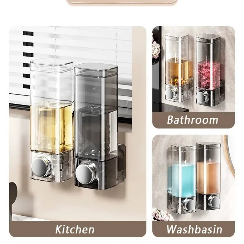 distributeur savon liquide adhésif transparent moderne grey press pump hand soap shower gel body
