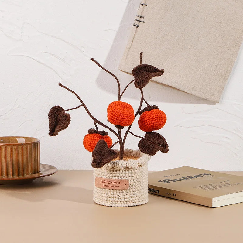 arbre artificiel artisanal feuilles fruits couleur orange vert blanc rouge opacité