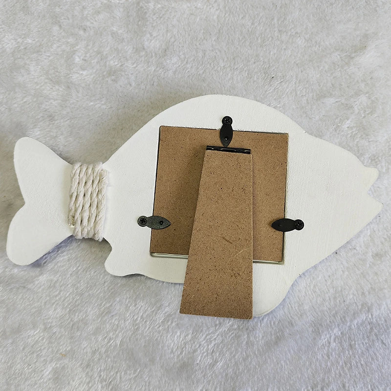 cadre photo bois méditerranéen coquillage étoile mer décoratif plage vieux aspect posable