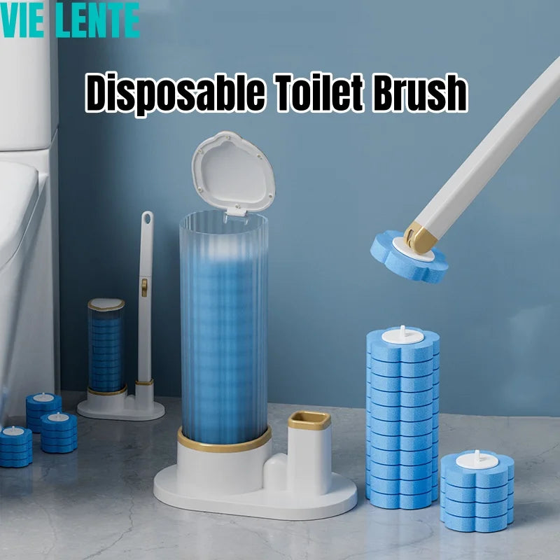 brosse toilette jetable moderne bleu blanc boîte rangement liquide nettoyage set accessoire