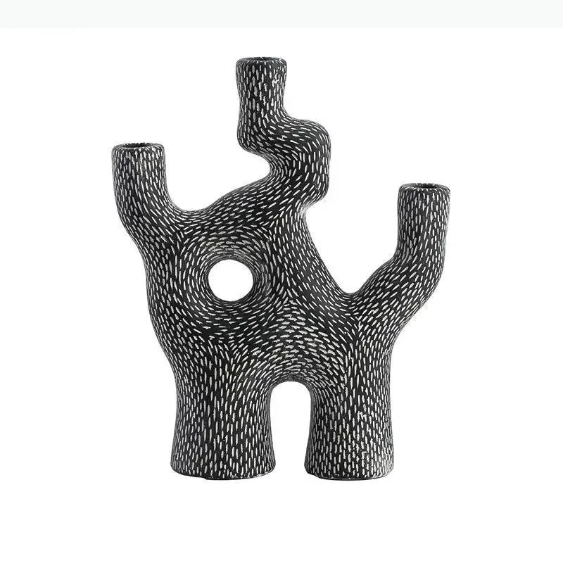 décoration moderne sculpture abstraite noire blanche décoration intérieure vase stylisé branché