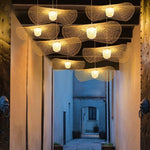 lampe suspendue bambou tressé moderne artisanale naturelle chaînes maisonDecoration lumière restaurant