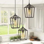 luminaire suspendu industriel noir doré cage métallique ampoule filament visible chambre salon