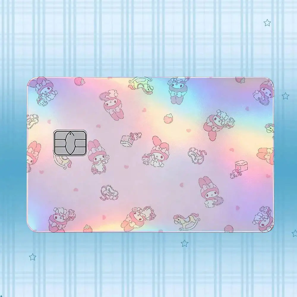 autocollant carte crédit my melody dessin animé rose violet bleu blanc