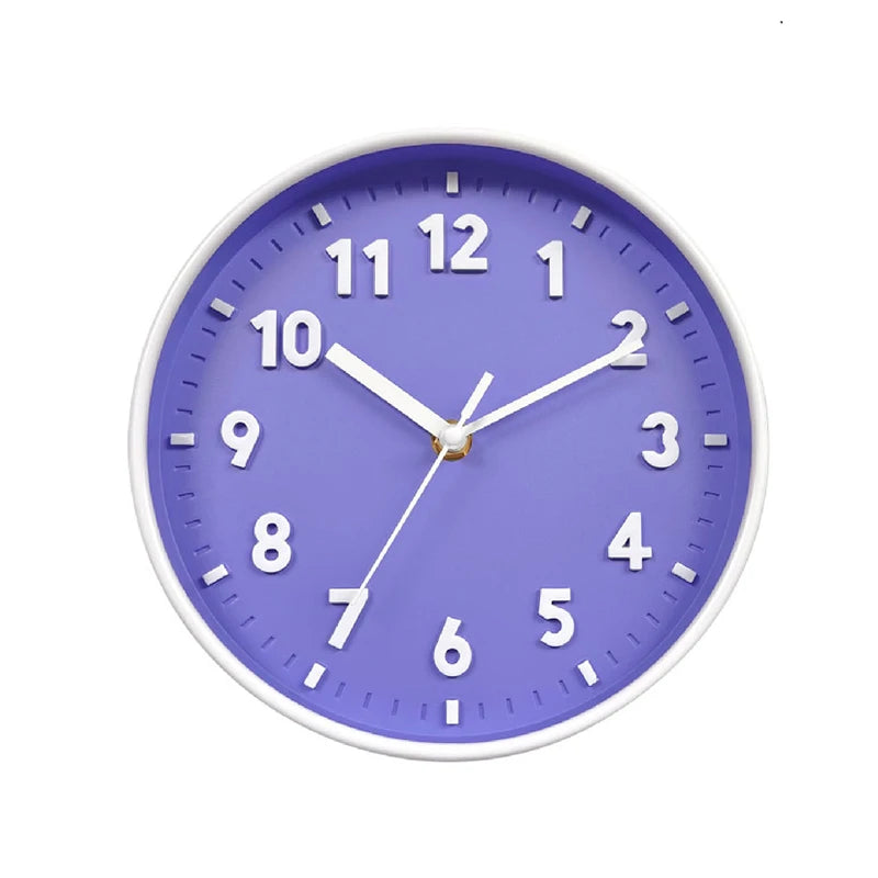 horloge murale moderne bleu clair vert pastel rose pâle jaune violet noir blanc chiffres