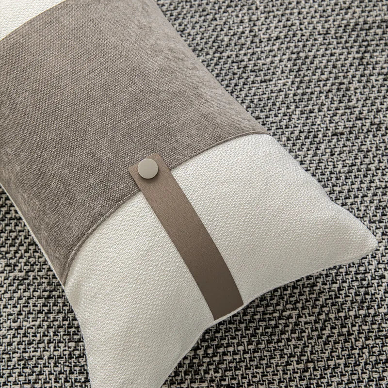 taies d'oreiller géométriques coton lin blanc gris beige modernes élégantes carrées