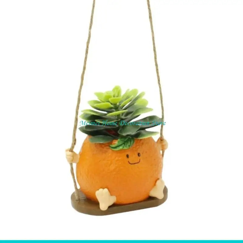 support jardinière suspendu résine orange pot plante swing ludique balcon jardin