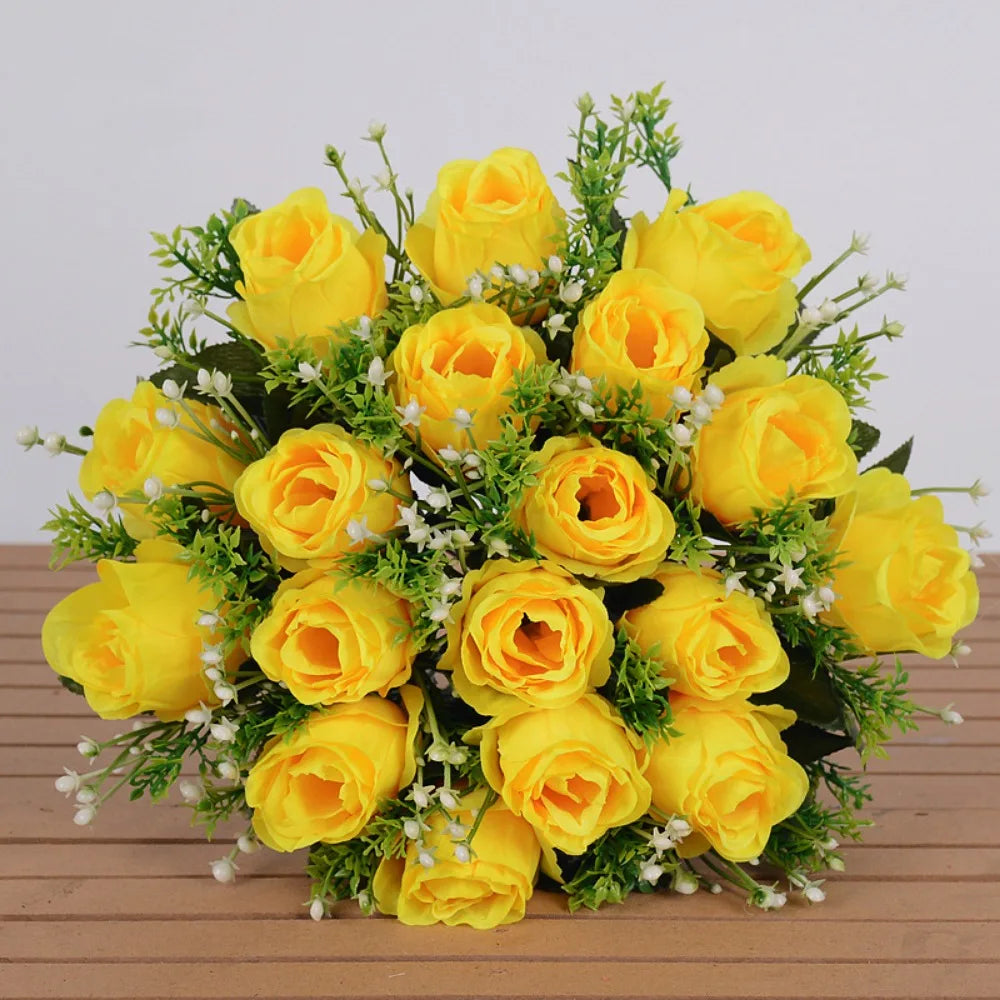 bouquet roses artificielles rouge orange bleu clair rose blanches intérieur décoration romantique classique anniversaire