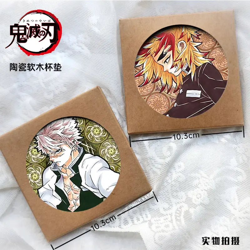 coasters céramique démon slayer multicolores illustrations personnages opaques art illustratif
