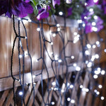 guirlande lumineuse solaire 300 LED blanches fil noir moderne extérieure jardin décoration noël vacances