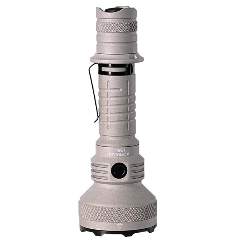 lampe torche super lumineuse rechargeable 500m distance éclairage led aluminium noir texturé pratique robuste