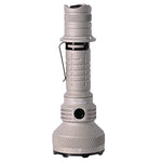 lampe torche super lumineuse rechargeable 500m distance éclairage led aluminium noir texturé pratique robuste