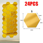 miroirs hexagonaux modernes argent doré adhésifs auto collants amovibles acrylique translucides décoration murale maison