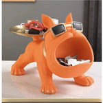 statue chien noir gris orange verte résine main doré bijoux clés moderne européen