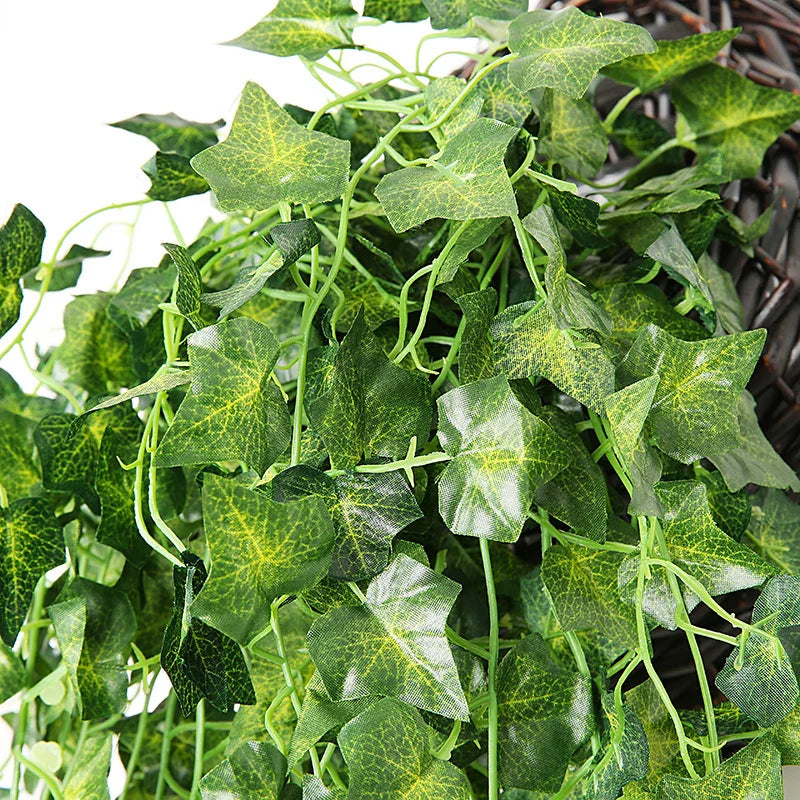 plantes artificielles suspendues feuilles vertes modernes décoratives extérieures accrochées ovales veinées opaques vivantes
