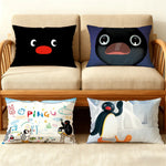 housse coussin pingouin dessin animé double face polyester 30x50cm 40x60cm 48x74cm 50x70cm chambre canapé