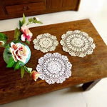 serviettes table crochet motif floral serviettes traditionnelles artisanales 20cm 25cm 40cm couleur beige clair