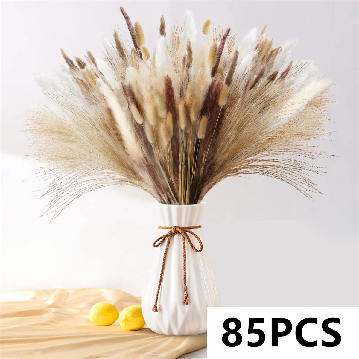 bouquet fleurs séchées naturel blanc beige rustique décoration maison anniversaire mariage