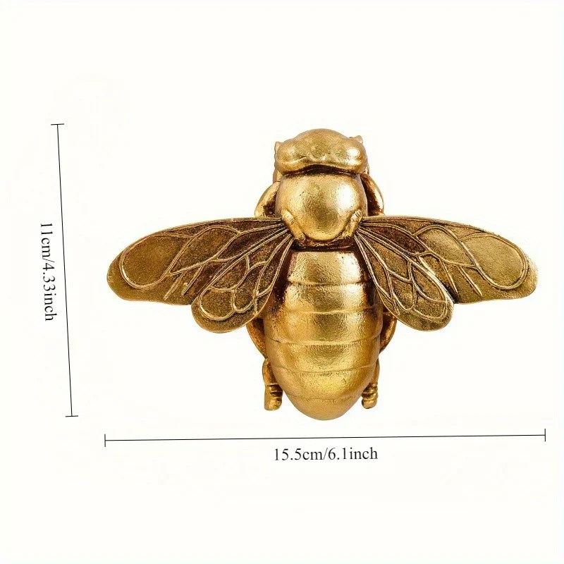 figurine abeille dorée résine décoration moderne intérieure salon réaliste sculptée adhésif