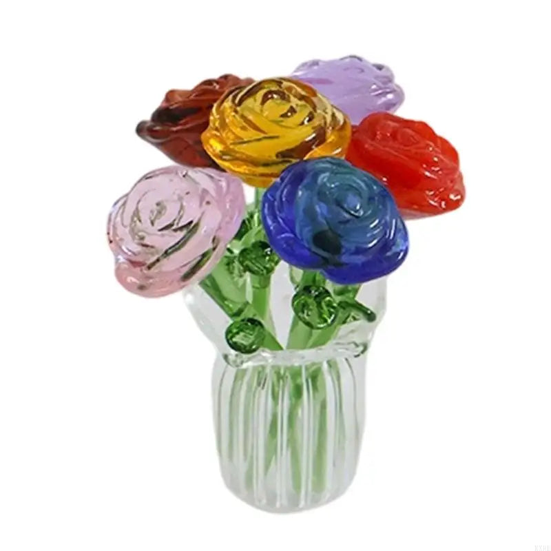 bouquet fleurs verre artificiel moderne rouge blanc vert bleu vases décoration maison
