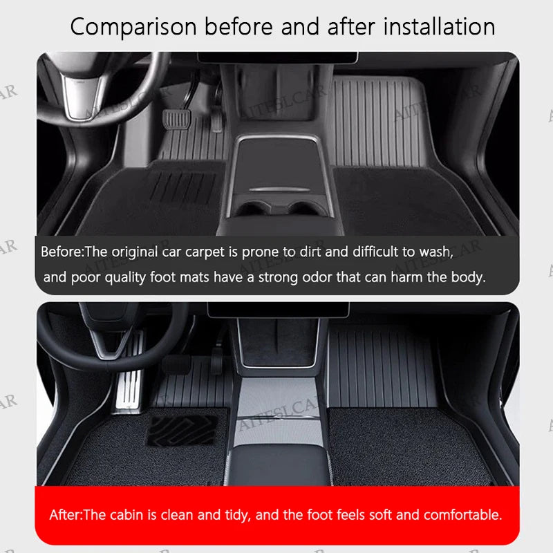 tapis sol voiture noir texture tissée motifs géométriques moderne clips fixation imperméable antidérapant