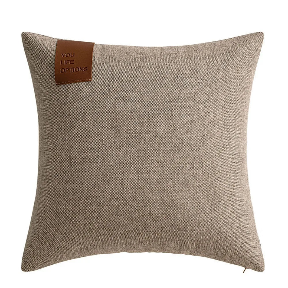 housse coussin moderne géométrique bleu marine marron gris 40x40 50x50 cm polyester coton