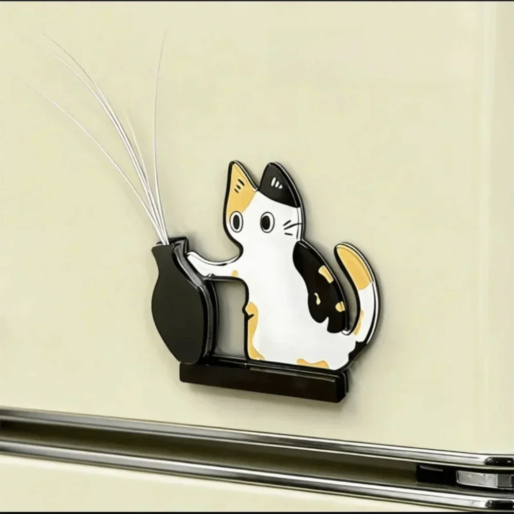 aimants réfrigérateur chat moustaches dessin animé vase noir blanc ornement collection autocollant