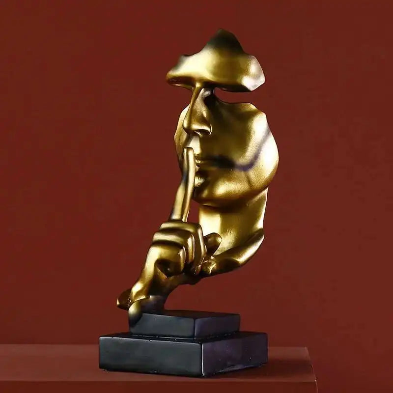 statuette or silencieux homme masqué moderne abstraite art classique hauteur 31cm largeur 11cm poids