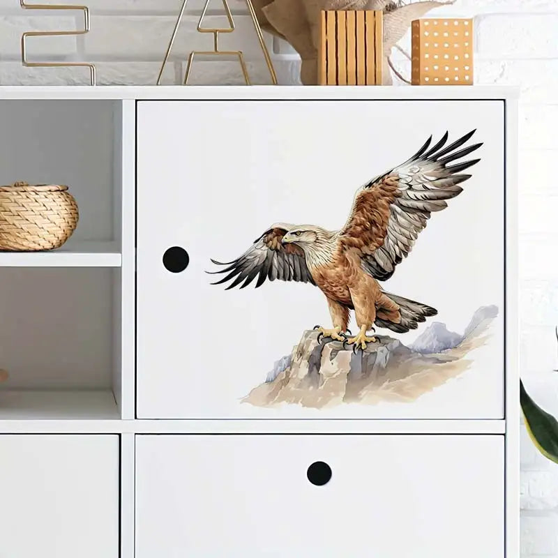 autocollant mural aigle vol paysage montagne aquarelle décoration salon chambre mur maison pvc