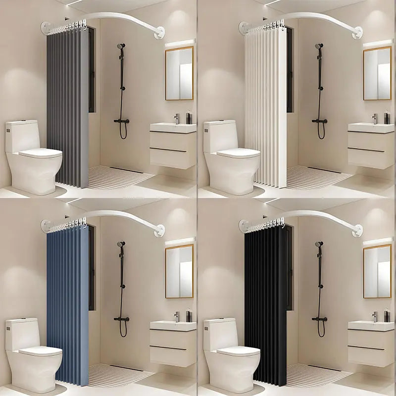 rideau douche pliable polyester tufté blanc gris bleu noir plis verticaux opaques moderne minimaliste