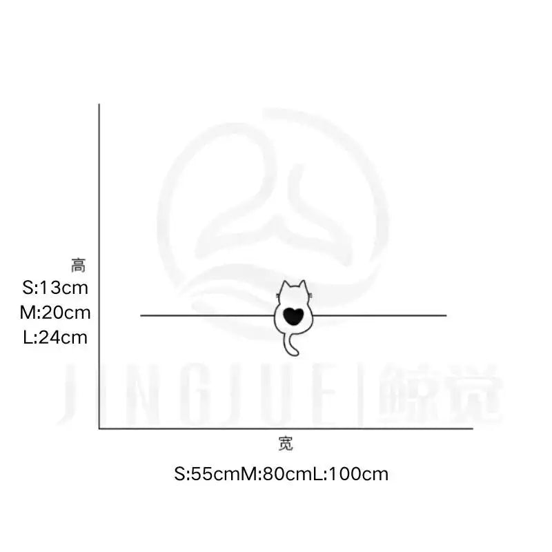 sticker mural chat cœur lignes minimaliste adhésif noir blanc